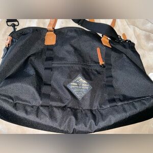 United By Blue Trail Weekender Bag - Black/Tan Leather 24L Duffel Travel Bag